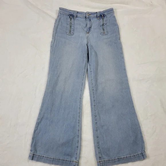 Pilcro and The Letterpress Anthropologie Wide Leg Belted Palazzo Jeans size 31 - Picture 2 of 12